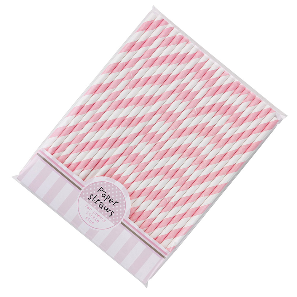 Paper Straw Color - 30 шт. разноцветных бумажных полосатых соломинок